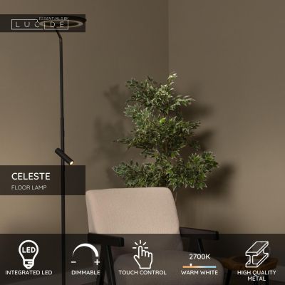 Lucide CELESTE - Floor lamp - Ø 28 cm - LED Dim. - 2700K - Black